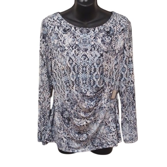 Calvin Klein Pull on Animal Print Faux Wrap Stretch Top- Sz. Med - Picture 1 of 9